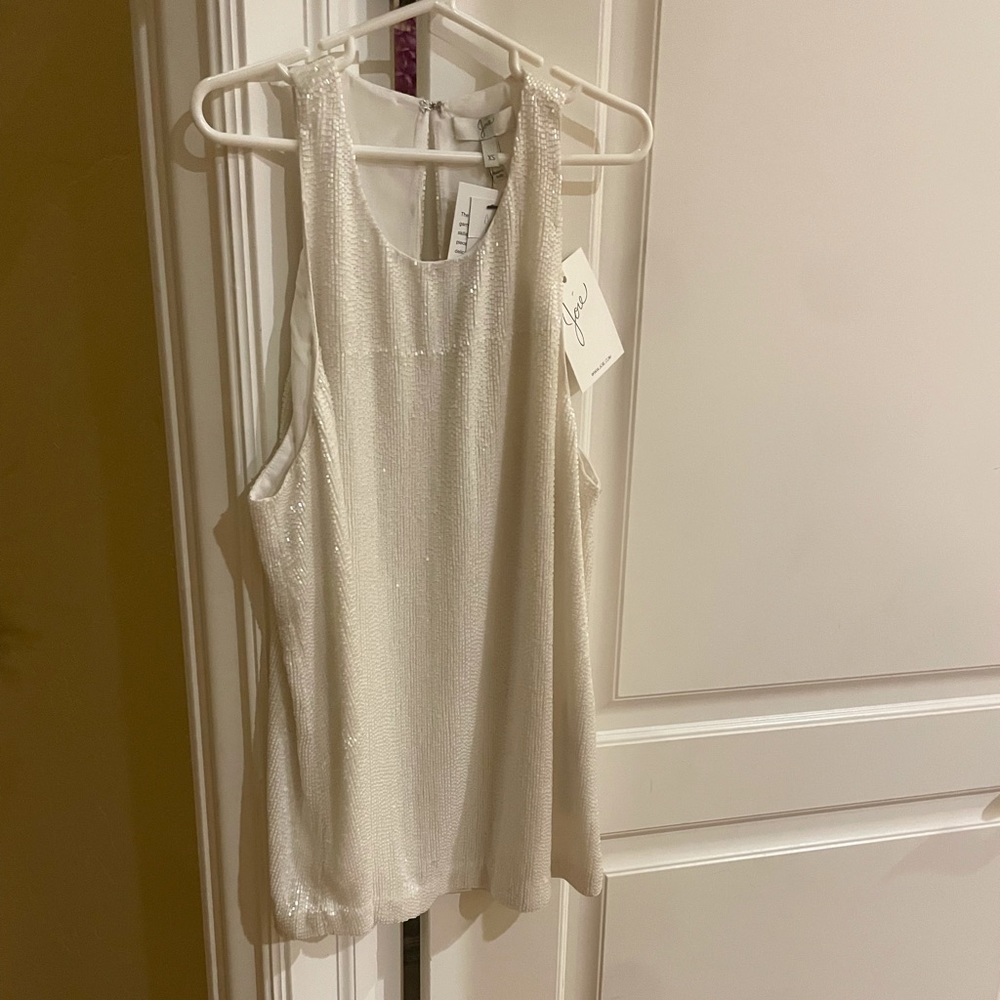 Joie white beaded tank size XS NWT